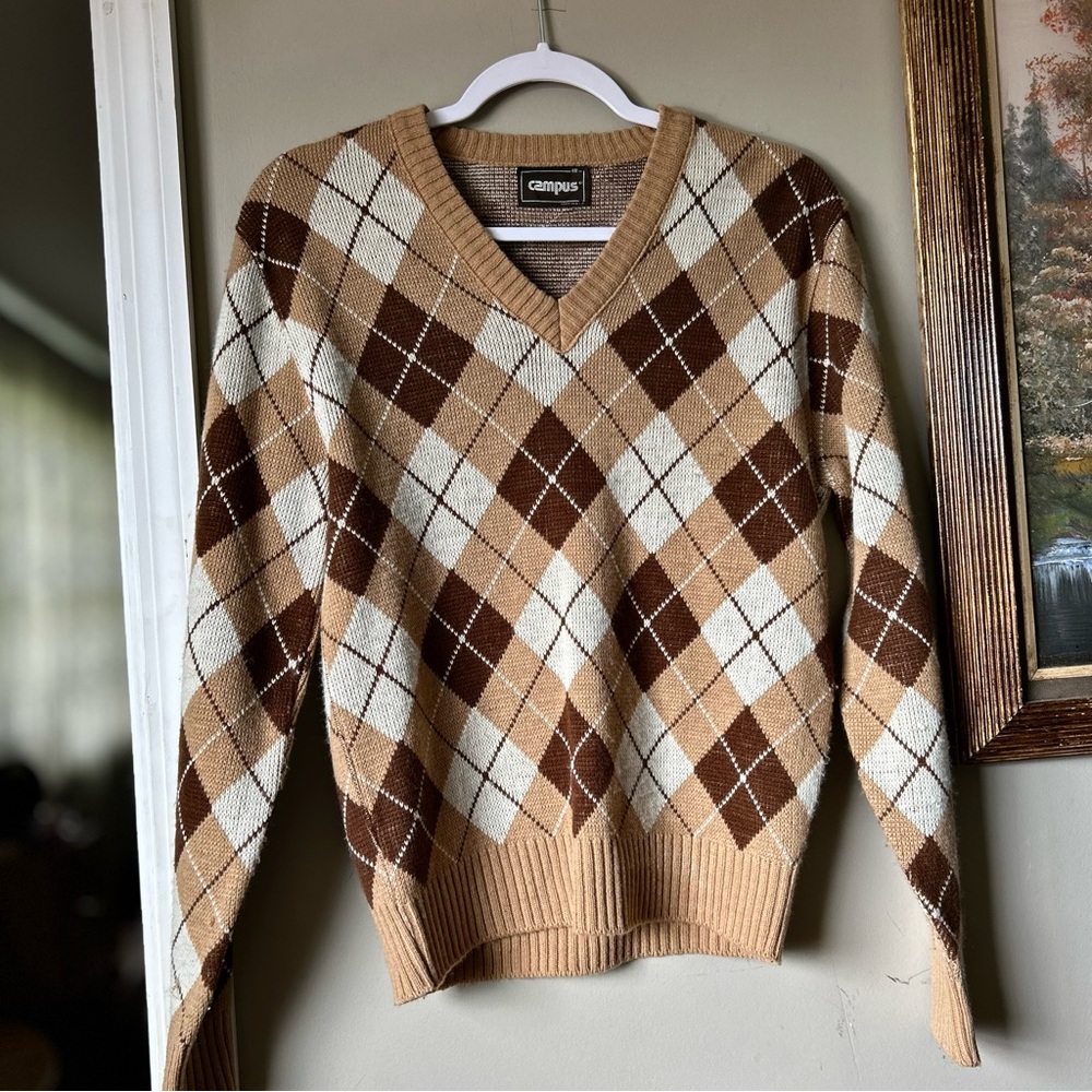 Campus Vintage Pullover Argyle Sweater